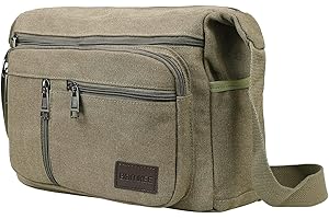 BOMKEE Sac Bandouillère Homme Sac Messenger Sac d'école Unisexe Vintage Canvas Sac Bandouliere Hommes Imperméable Pochette Téléphone pour Voyage Loisir Sport