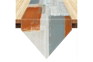 DAKTOU Runner da Tavolo Lino Runner Tavola Moderno Arance Grigio 40 x 140 Centrino per Tavolo Salotto Rettangolare Tovaglia Runner per il Tavolo per Esterni Interni Balcone Feste Vacanze Cucina Decorazione