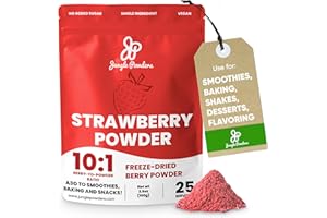 Poudre de Fraises Jungle Powders – 100g de Poudre de Fraises Lyophilisée Rouge Vegan Friendly 100% Naturelle Sans OGM – Superaliment Poudre de Fraises pour Cuisiner