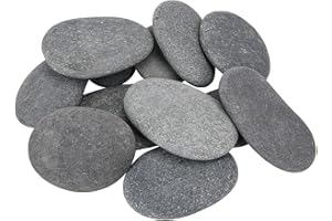 Hisredsun Pack of 10 Flat Stones for Painting, 7-9 cm, Smooth Large Pebbles, Decorative Stones, Natural River Stone for Mandala Painting, Zen Garden, Flower Pots and Aquariums