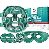 Maschera Viso e Occhi Rinfrescante – Gel a Tecnologia Medi Grade – Set Completo di Maschera per il Viso, Patch Occhi e Contor