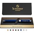 Scriveiner Personalized Midnight Blue Pen - Stunning Blue Lacquer Luxury Pen, Chrome Finish, Schmidt Ink Refill, Best Engraved Roller Ball Gift Set for Men & Women, Custom Name Engraving