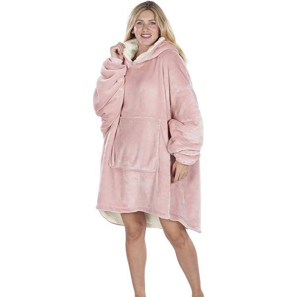 Oversized Hoodie Blanket Women Ultra Plush Fleece with Soft Sherpa  Reversible Warm Cosy Comfy Wearable Hooded Giant Sweatshirt Throw for Girls  Adults Men Boys Kids Big Pocket (Blush Pink) : Amazon.co.uk: Home