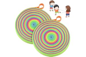 Neerow 2 Rollen Gummitwist Kinder, 6 Meter Hüpfgummi, Gummi Twist Regenbogenfarben, Indoor & Outdoor Kinderspiele für Kinder Mädchen Junge ab 6, 7, 8, 9, 10 Jahre