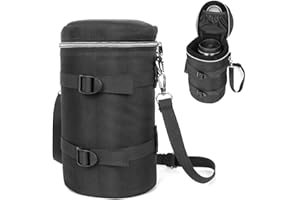 Uktunu Objektivtaschen wasserdichte Stoßdämpfend groß Objektivbeutel Kamera Objektivschutztasche für Canon, Nikon, Tamron, Sony Objektive, Innere Größe 120 * 230mm, Schwarz