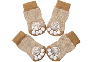 Akopawon - 4 Piezas Calcetines Antideslizantes para Perros y Gatos - Protectores para Patas para Uso en Interior y Control de Tracción con Refuerzo de Goma, Talla S a 3XL para Animales de 1 a 22,5 kg