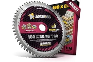 HM Kreissägeblatt 160x20 16 Z60 Flachzahn mit Wechselfase für Multi - Feinschnitt. AMBOSS WERKZEUGE® Sägeblatt 160mm +Reduzierring 16 20mm. 160x20 160x16 komp. zu Bosch PKS 55 A Metabo KS 55 Scheppach