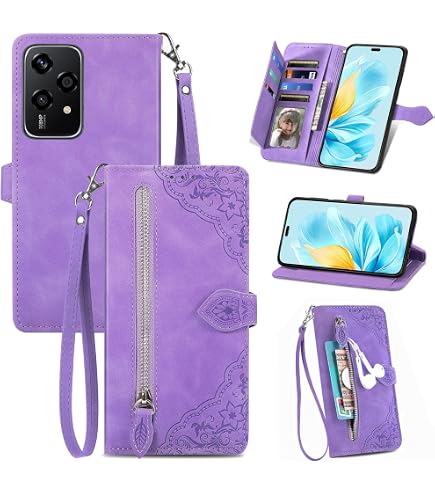 PEIYE Cover Per Honor 400 Smart In Pelle Sintetica, Portafoglio Con RFID, Supporto Pieghevole E Cinturino Rimovibile, Blu