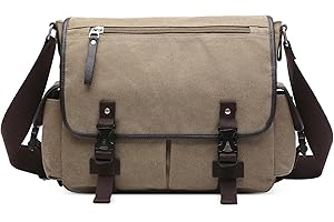 DEEVORCA Vintage Uomo Borsa Tracolla Grande Messaggero per 17.3 Pollicipc portatili MultipleTasche Sacchetto da Viaggio Casuale Lavoro Sportiva Quotidiano Scuola Tela Uomo Borsa Spalla