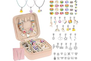 Hysagtek Jewellery Making Kit Bracelet Making Kit for Girls 66 Pcs DIY Charm Bracelet Making Bracelets Gift for Girls Beads Necklace kit Christmas Jewelry Making Charm Pendants Craft with Box, Rainbow