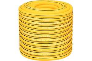 Fevone manguera de jardín 50 m mangueras de riego (13 mm, 1/2 pulgadas, Zoll) 4 capas, 25 bar, resistente y duradera, para exteriores, para compresor amarillo/negro