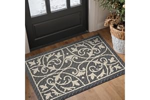 DEXI Wycieraczka wewnętrzna, antypoślizgowa, pod drzwi wejściowe, do wewnątrz, chłonna, można prać w pralce, dywanik wejściowy, mata podłogowa do wejścia, na taras, do przedpokoju, ciemnoszara, 50 x