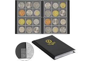 UNCLE PAUL Album de collection de pièces de monnaie 120 pochettes - 4,2 x 4 cm/1,6" x 1,5" PVC et PET, avec 10 pochettes enfichables CS5012BK