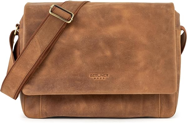 Berliner Bags Vintage axelväska P-berg av läder, Messenger Bag med laptopfack för kvinnor män –