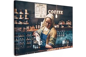 MuchoWow© Impression sur Toile Photo Peinture 60x40 cm Tableau Decoration Murale Chambre Salon Maison Deco Cuisine Art - Barista - Café