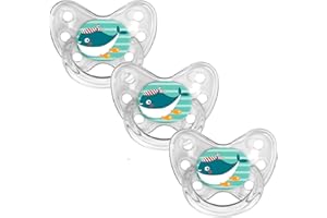 Dentistar Zestaw 3 ortodontycznych smoczków silikonowych – Rozmiar 3, od 14 miesiące – Smoczek dla niemowląt zapobiega nieprawidłowemu ułożeniu zębów – Bez BPA – Wieloryb, Przejrzysty