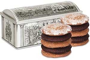 ‎FRAUNHOLZ ELISENLEBKUCHEN Nürnberger Lebkuchen Truhe - original Nürnberger Mandel Elisen-Lebkuchen - 45% Nussanteil - handgefertigt - prämierte Manufaktur (Truhe Silber - Inhalt: Lebkuchen gemischt - 2 x 380 Gramm)