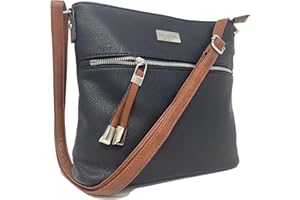 SAVVY STREET Premium Vegan Leather Crossbody Bag for Women - Medium Size Stylish Crossover Purse multi Zip Pockets Handbag Shoulder Bag for Travel with Chic Adjustable Tassel Detail