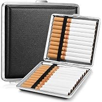 Pitillera Elegante De Piel Sintética Para 14 Cigarrillos – Regalo Perfecto Para Hombre En 4 Colores (Negro, Azul, Rojo, Plata)