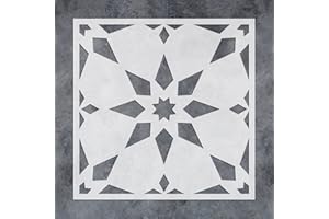 G GSS DESIGNS GSS Designs Jewel Tile Stencil 12x12Inch Large Reusable Tile Stencil for Painting Floor Wall Stencil for Concrete Jewel Stencil Pattern