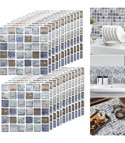 Sticker Mural Carrelage Adhésif Cuisine Salle De Bain - 30 STICKERS CARREAUX DE CIMENT AZULEJOS Sinofiona 30stickers10x10cm 86805252