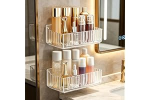 VIDSTW Duschhylla utan borrning plast 2 stycken badrumshyllor utan borrning badrum arrangör transparent badrum organiserare självhäftande hylla badrum för badrum toaletter kök