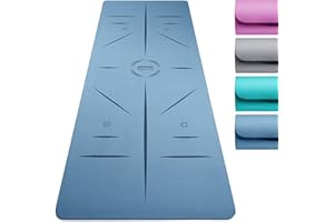 Core Balance Yoga Mat, Non Slip 6mm Thick TPE Foam for Gym Fitness Exercise Pilates Training, Lightweight & Compact with Travel Strap, 183cm x 65cm x 0.6cm (Choose Plain or with Alignment Lines)