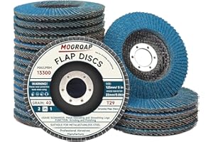 MOGRQAP 20 Stück 125mm Fächerscheiben, Feine Oberfläche Fächerschleifer 40/60/80/120 Körnung Winkelschleifer Chleifmopteller Schleifscheiben Flap Disk für Metall Holz Stahl