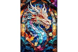 QENSPE 5D Diamond Painting Kits for Adults, Dragon Diamond Art Kits Full Drill Colorful Diamond Dots Kit for Beginners, DIY Crystal Picture Art for Home Wall Decor 30x40cm / 12x16 inch