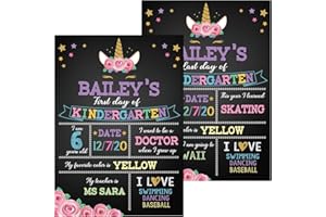 OUTUS Lavagna a tema unicorno, per il primo giorno di scuola, 35 x 25 cm, cartello per il primo e l'ultimo giorno di scuola per il rientro a scuola per commemorare il primo giorno di scuola (stile classico)