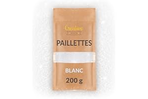 Creative Deco 200g Paillette Blanche pour Peinture, Resine Epoxy et Vernis à Ongles | Fin 0,2mm | Poudre d'Artisanat | Glitter d'Extérieur et d'Intérieur