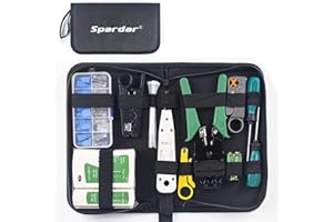 SPARDAR Comprobador de Cable de Red RJ45 Network Tool Kits 13 en 1 Red Profesional Mantenimiento, Kit de Herramientas para Electricista de Mantenimiento de Red con Pelacables
