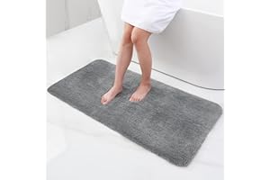 ‎HOMAXY Homaxy Badezimmerteppich rutschfest Waschbar Badematte Weich Flauschig Badteppich Shaggy Hochflor Mikrofaser Badvorleger – 60 x 120 cm, Grau