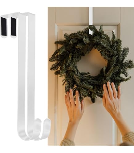 Hotop 6-Pack Wreath Hangers For Front Door - 15 Inch Steel Over-The-Door Hooks, Champagne Color