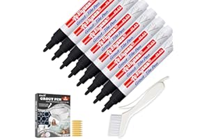 Anwlki 8 Stück Fugenstift Schwarz mit 1 Reinigungsbürste und 8 Ersatzspitze, Wasserfest Fugenstift Fliesen Fugen Stift für Wand und Boden in Badezimmer, Küche, Wohnzimmer, Schlafzimmer (Schwarz)