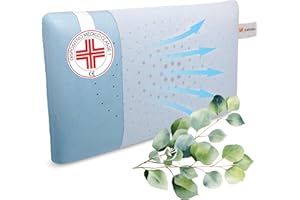 BELTALIA Cuscino Cervicale Memory Foam Aromaterapico – Dispositivo Medico Classe 1 Detraibile – Traspirante con Fori Surround – Fodera Jersey – Made in Italy - (Eucalipto Jersey, 73x43 H14)