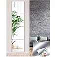 Sqinor Self Adhesive Acrylic Mirror Stick On Full Length Mirrors, Sticky Plexiglass Mirror Tiles Mirror Wall Stickers Door Full Body Mirror Long Wall Mirrors for Bedroom Living Room Gym Hallway Walls
