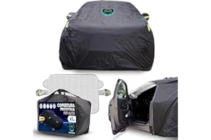 Buho Boost Notturno - Telo Auto Impermeabile + Logo Luminoso Con Parasole Incluso + 9 Magneti - Telo Copriauto Da Esterno + 2 Zip - Protezione Totale Pioggia/Neve/UV/Polvere - Universale Auto SUV