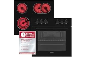 Telefunken ECHS65A-B2 Einbauherd-Set | Elektro-Herd-Kochfeld-Kombination | Backofen mit Grill und Umluft | Rahmenloses Glaskeramik-Kochfeld mit 4 Zonen | Hot Air Shield | 65 Liter | 60 cm | Edelstahl