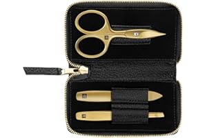 ZWILLING Set de Manicura 3 piezas, Edición Oro, Cuidado de manos y pies con tijeras para uñas, Acero inoxidable, Premium, Negro