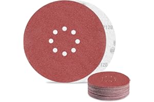 AWUTZUT Dischi Abrasivi 225mm 8 Fori Carta Vetrata Grana 120 per Levigatrice da Muro (30Pezzi)