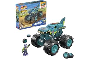 Mega Construx - Monster Truck Mega Wrex Hot Wheel - Coffret de Construction 187 Pièces - Carrosserie Dinosaure - Mini-Figurine - Cadeau dès 5 ans, HDJ95