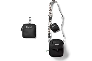 Purrfects Dog Walking Bag Unisex - Includes Mini Treat Pouch, Poop Bag Roll Dispenser, Adjustable Strap Durable Treat Pouch for Dog Training (Animal Print/Black)