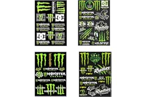 Diyxisk 4 Stück Monster Scratch Auto Aufkleber, Monster Energy Aufkleber Bogen, Sponsoren Aufkleber, Moto Motocross Stickers Kit, für Offroad Motorräder und Helme Motorrad Enthusiasten