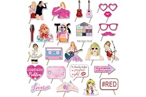 MEMOEVER 25Pcs TS Photo Booth Props, TS Cake Decorations Party Birthday Decorations Accessories for DIY Photo Booth Frame TS Party Favors, Music Lyrics Photo Booth Props for Boys Girls Music Lover TS Fans