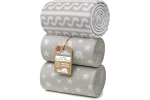 Soft Touch Newborn Essentials Baby Fleece Blanket Set – 3x 75x75cm Micro Plush for Comfort in Car Seat, Cot & Pram – Unisex for Baby Boys & Girls