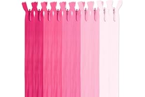 MARARDI [Pack 10] Cerniere Invisibili [Rose] Nylon [22 cm] Chiusure Lampo per Cucito e Artigianato per Stoffa Vestiti Borse per Cucire a Macchina Tessuto di Cotone con Chiusura in Metallo