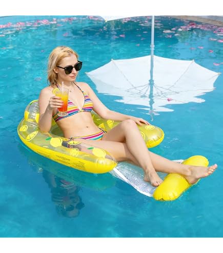 Balsa de piscina con dosel, flotadores inflables para piscina, silla de piscina extra grande, flotador con soporte para tazas, reposacabezas y reposapiés, flotadores de agua para adultos