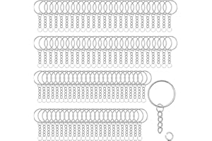 Binnan 100 Piezas 25 mm Anillas para Llaveros, Llaveros de 25 mm con Cadena, Argollas Desmontables, Clave Giratoria Cierres para Artesanías Manualidades DIY