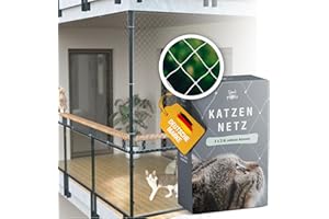 Samtpfote® Katzennetz für Balkon & Fenster - 4 x 3 m - Transparentes Katzenschutznetz inkl. Montagematerial - langlebig, reißfest und robust - Taubenabwehr und Vogelschutz